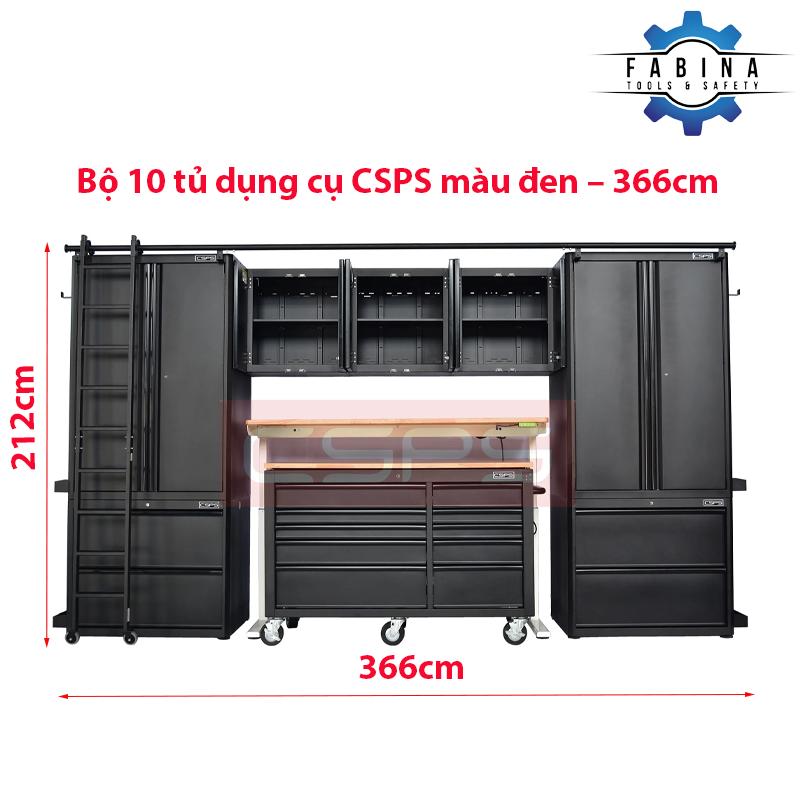 Bộ 10 tủ dụng cụ CSPS màu đen – 366cm