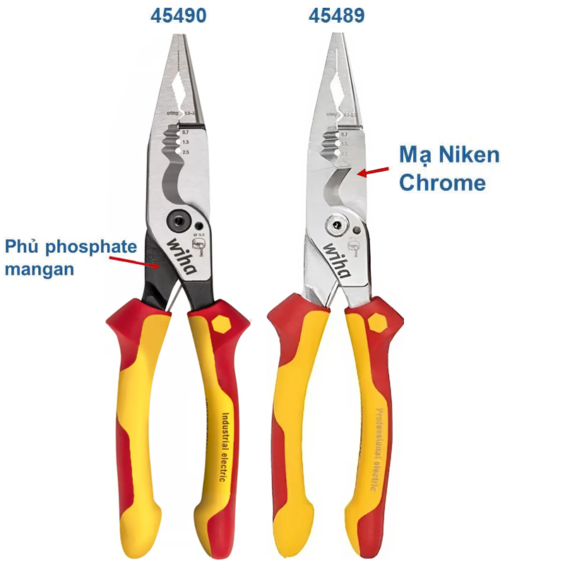 Bộ 2 Kìm Đa năng 8 trong 1 Wiha cách điện 1000V chuyên nghiệp 45490 & 45489