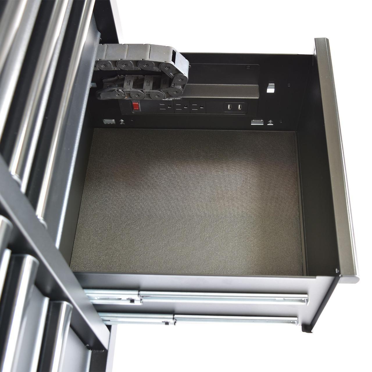 Tủ dụng cụ 10 ngăn kéo 132cm màu đen mờ mặt ván gỗ CSPS