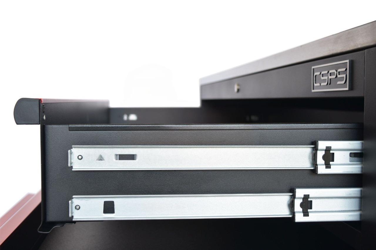 Tủ dụng cụ CSPS 132cm - 05 hộc kéo màu đen tay nắm màu đỏ.