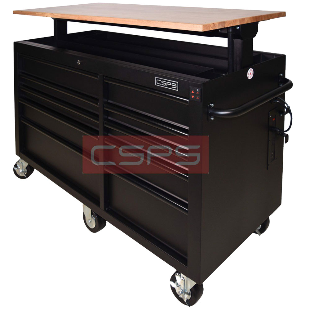 CSPS 14210 tool cabinet 142cm - 10 black drawers