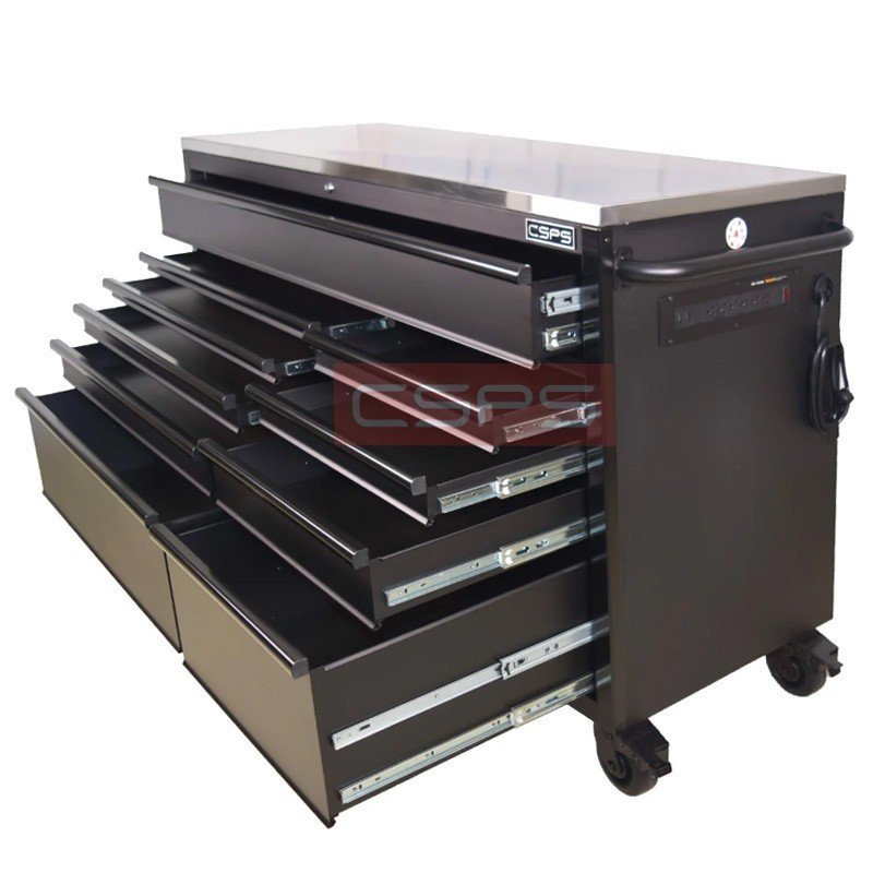 CSPS tool cabinet 155cm - 10 black drawers
