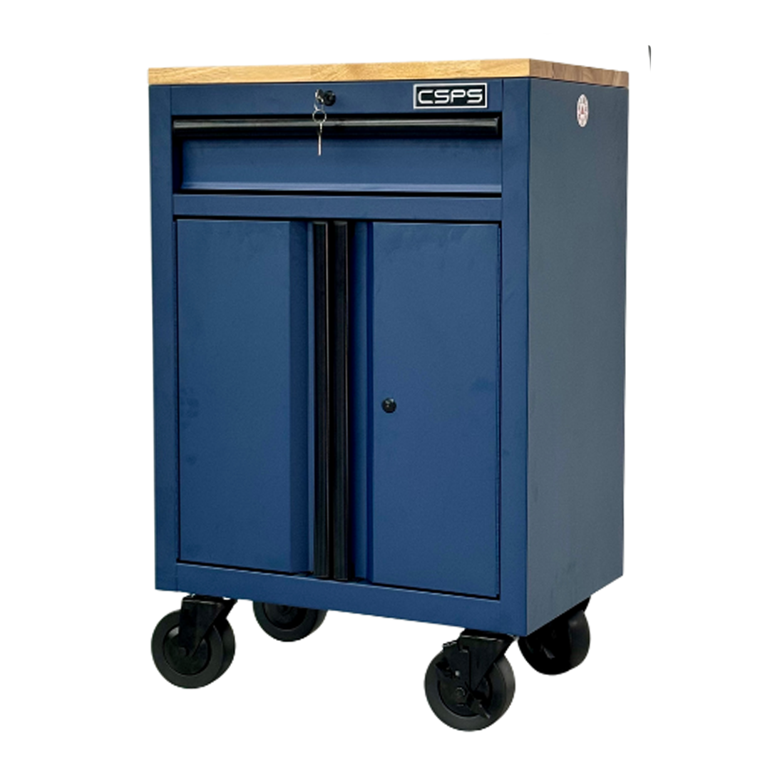 Tủ dụng cụ CSPS 61cm - 01 hộc kéo màu xanh dương kèm bánh xe, ván gỗ