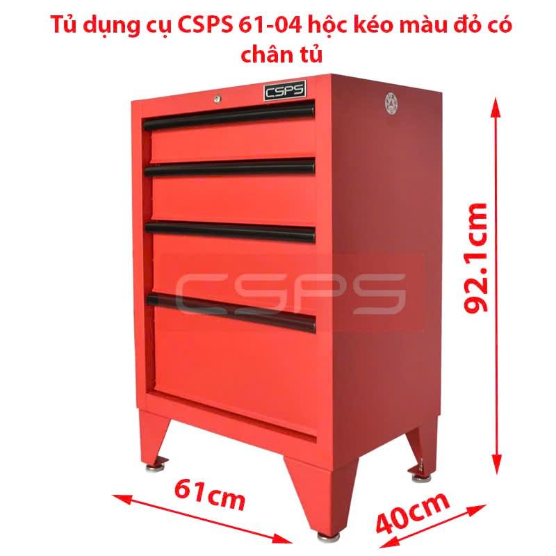 Tủ dụng cụ CSPS 61cm - 04 hộc kéo màu đỏ có chân tủ