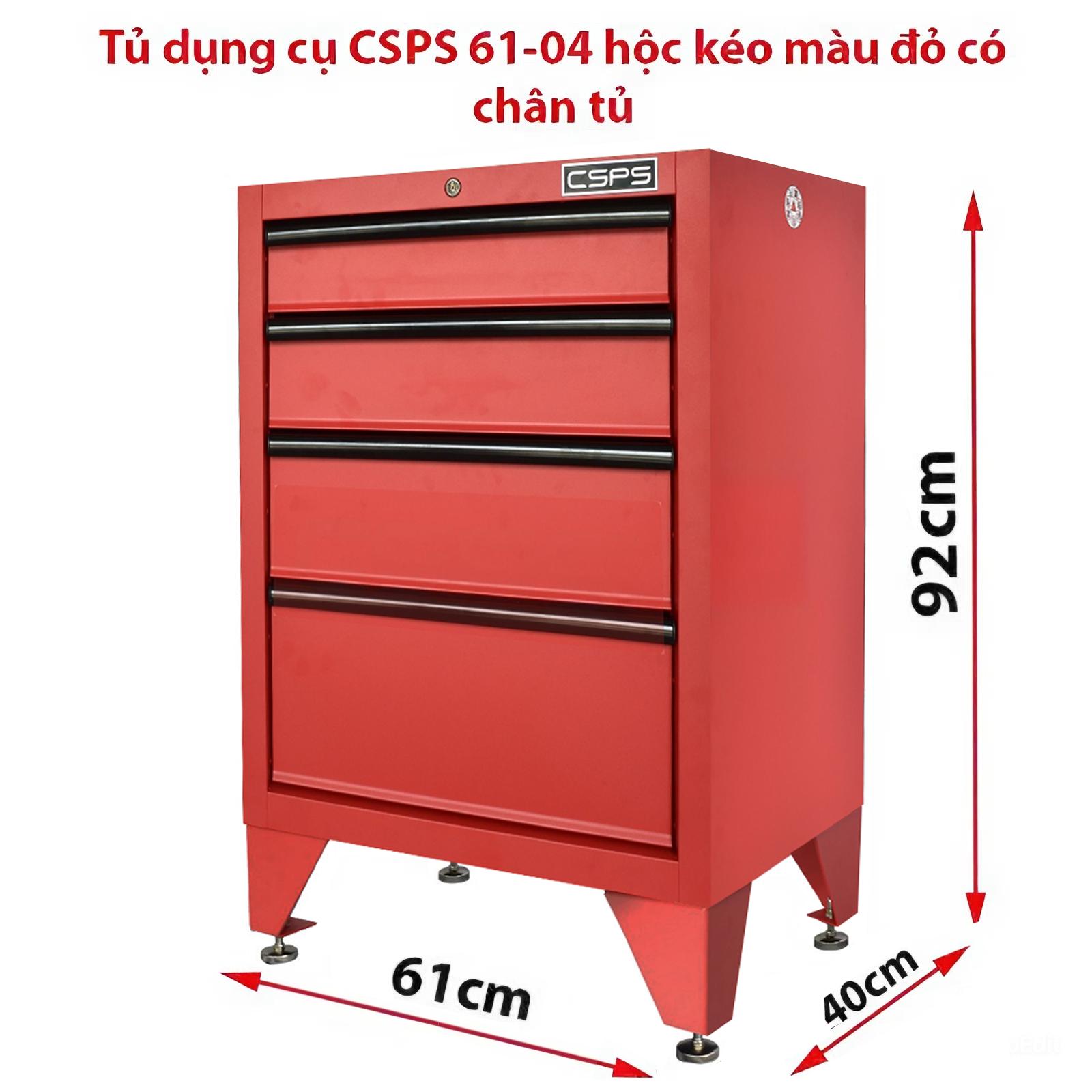 Tủ dụng cụ CSPS 61cm - 04 hộc kéo màu đỏ có chân tủ