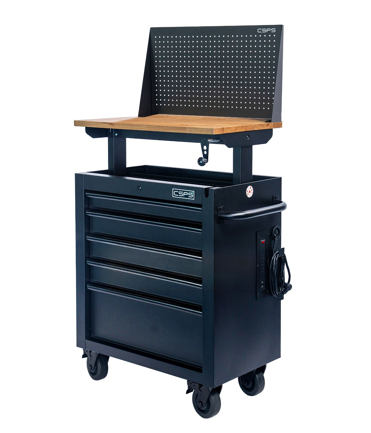 CSPS Tool Cabinet Matt Black 76cm Lift with pegboard – 05 Drawers