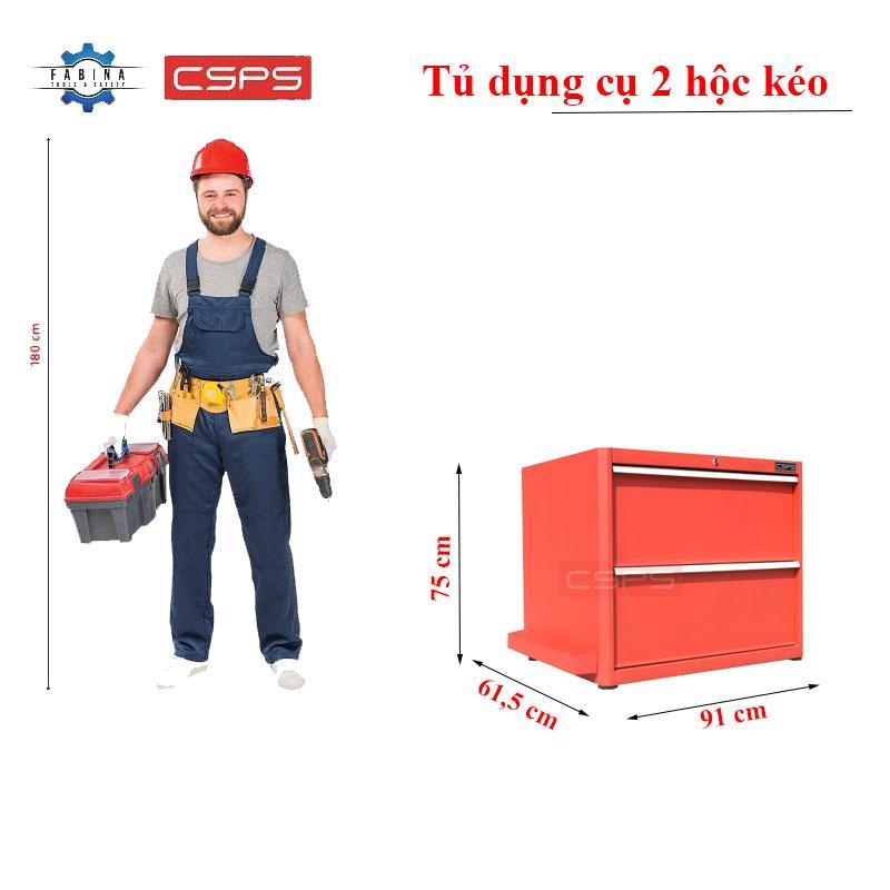 Tủ đựng dụng cụ 2 hộc kéo màu đỏ CSPS 91cm W x 61.5cm D x 75cm H