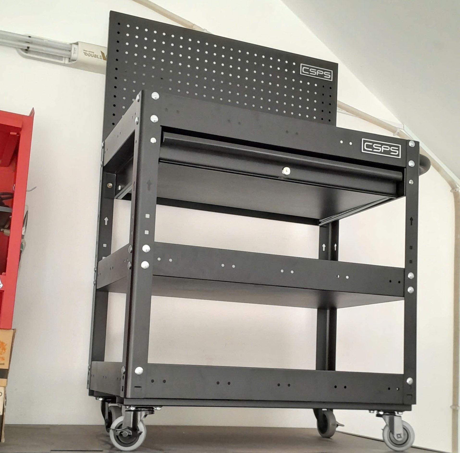 Xe đẩy CSPS 3 ngăn 01 hộc kéo kèm vách lưới - 71cm
