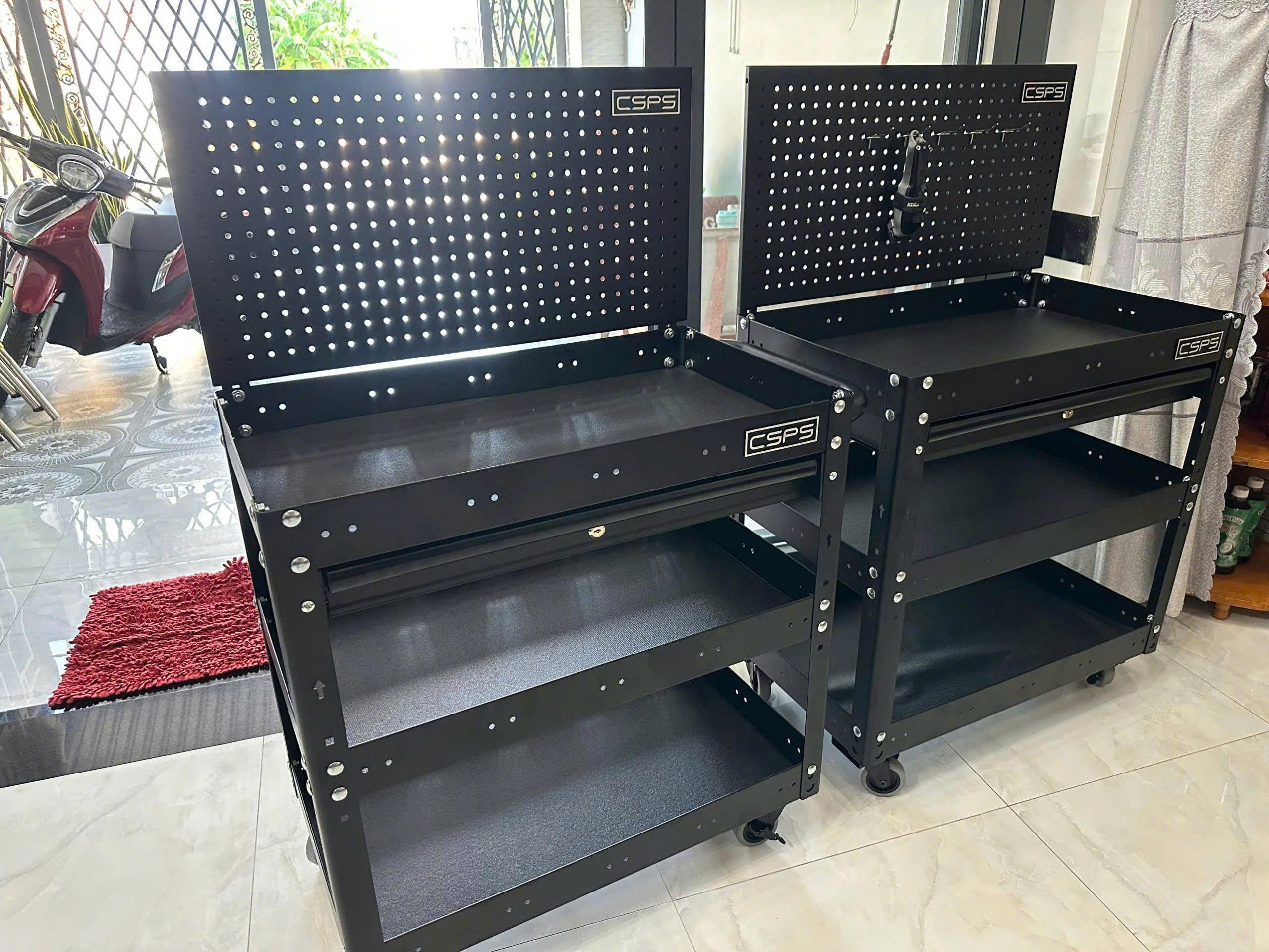 Xe đẩy CSPS 3 ngăn 01 hộc kéo kèm vách lưới - 71cm