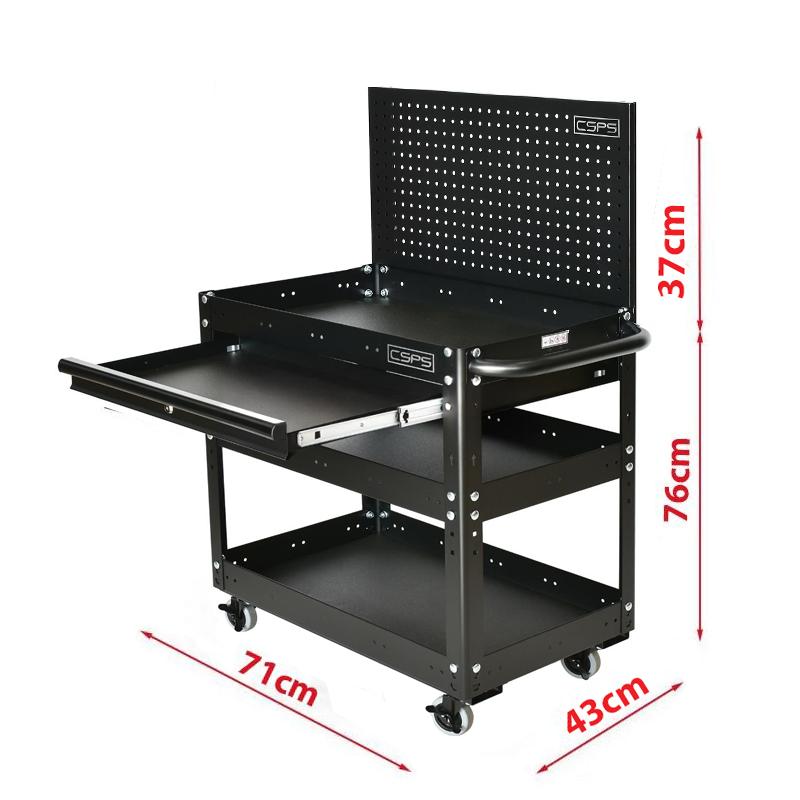 Xe đẩy CSPS 3 ngăn 01 hộc kéo kèm vách lưới - 71cm