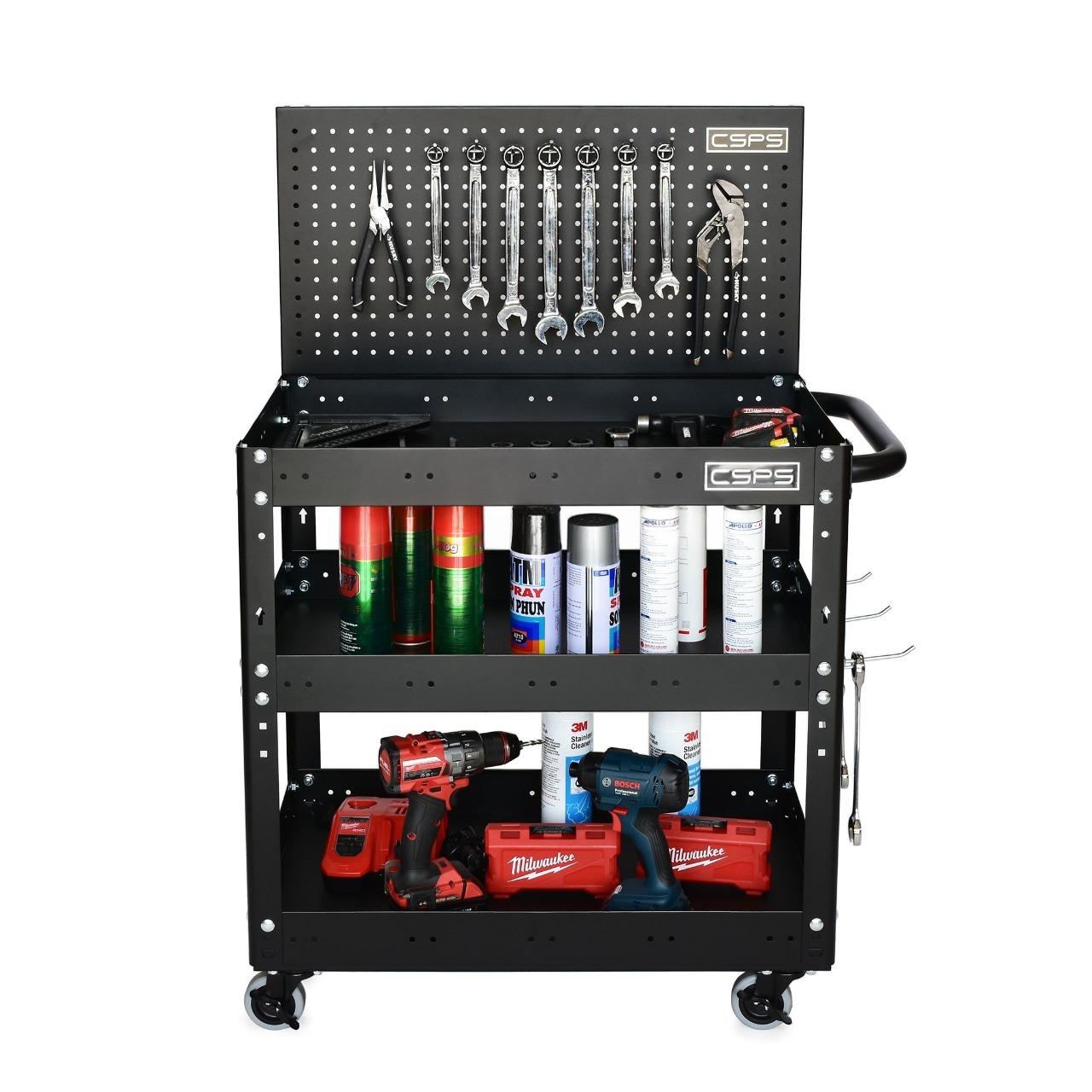 Xe đẩy CSPS 3 ngăn kèm vách lưới - 71cm