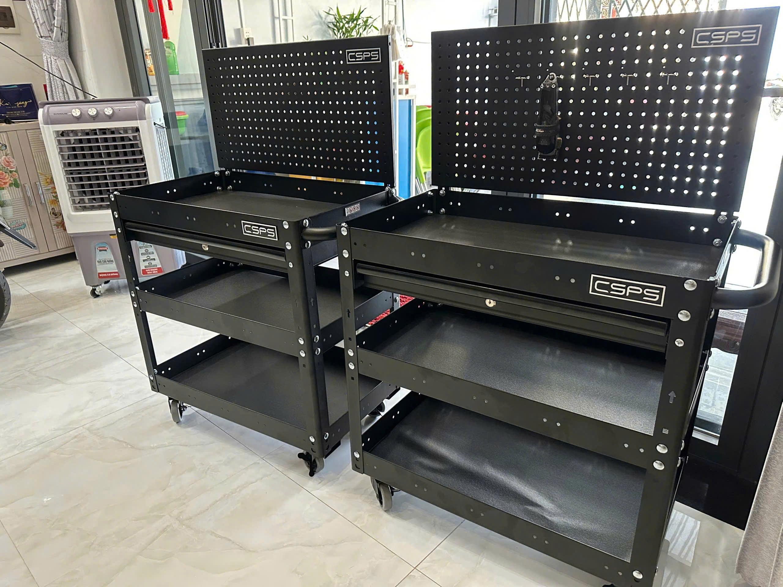 Xe đẩy CSPS 3 ngăn kèm vách lưới - 71cm