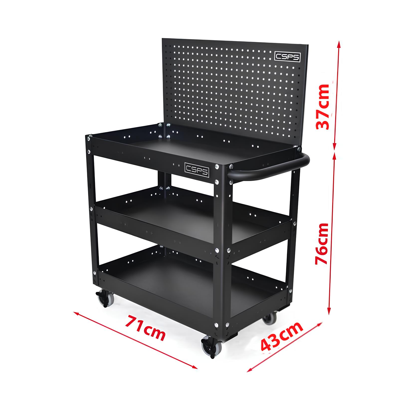 Xe đẩy CSPS 3 ngăn kèm vách lưới - 71cm