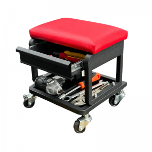 Car Repair Seat With Black Drawer With Red Cushion