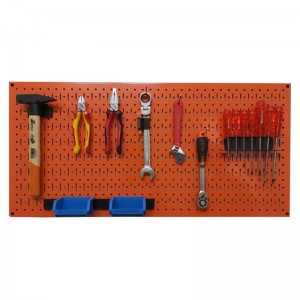 Orange Pegboard with hanging accessories FABINA