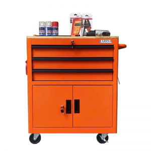 Fabina Orange Tool Cabinet with 3 Drawers and 2 Storage Compartments