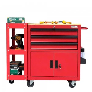 Tủ dụng cụ 3 hộc kéo 2 ngăn chứa màu đỏ kèm kệ 3 tầng