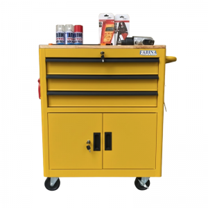 Tủ dụng cụ 3 hộc kéo 2 ngăn chứa màu vàng Fabina