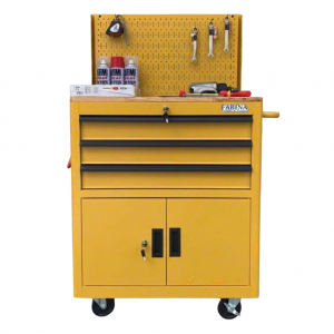 Fabina Yellow Tool Cabinet with 3 Drawers and 2 Storage Compartments with Pegboard