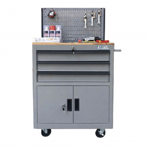Fabina Gray Tool Cabinet with 3 Drawers and 2 Storage Compartments with Pegboard
