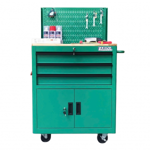 Fabina Glossy Green Tool Cabinet with 3 Drawers and 2 Storage Compartments with Pegboard