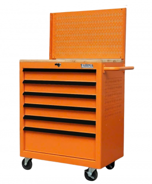 Fabina Glossy Orange tool cabinet including pegboard - 6 drawers
