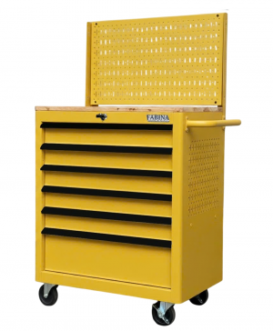 Fabina Matt Yellow tool cabinet including pegboard - 6 drawers