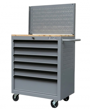 Fabina Glossy Gray tool cabinet including pegboard - 6 drawers