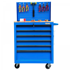 Tủ dụng cụ 6 hộc kéo màu xanh dương kèm vách lưới Fabina