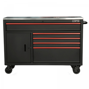 CSPS Black Tool Cabinet 132cm – 5 Drawers with Red Handles