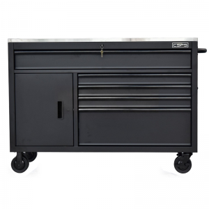 CSPS Black Tool Cabinet 132cm – 5 Drawers with Black Handles