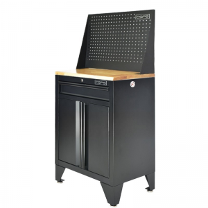 CSPS tool cabinet 61cm - 01 black drawer, the cabinet legs are made of wood with a mesh back