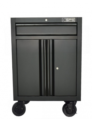 CSPS 61cm Black Tool Cabinet – 1 Drawer with Casters (Black Handle)