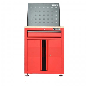 CSPS tool cabinet 61cm - 01 red drawer including Leveling feet, wooden board, mesh wall