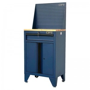 CSPS Blue tool cabinet 61cm with cabinet legs & wooden top and pegboard – 01 drawer