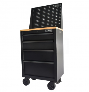 Black CSPS Tool Cabinet 61cm – 04 drawers with with Wooden Top and Pegboard