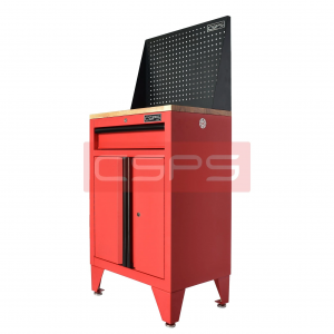 CSPS tool cabinet 61cm - 01 red drawer with cabinet legs and wooden panel with mesh wall