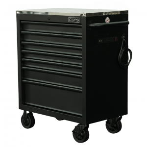 CSPS tool cabinet 76cm with stainless steel top – 07 drawers (black handles)
